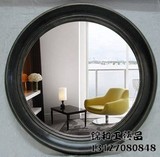 欧式浴室镜美式卫浴镜中式现代简约装饰镜黑色圆形梳妆镜化妆镜子