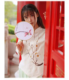 中式民族风格改良汉服女装夏秋上衣手绘女式棉麻短款复古长袖t恤