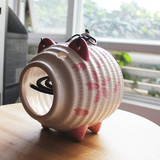 日式蚊香猪日本陶瓷 驱蚊陶瓷摆件 樱花粉 夏天香薰用品