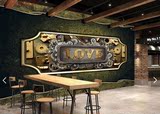 欧美复古LOVE机械齿轮酒吧KTV背景墙壁纸壁画咖啡厅背景装饰画