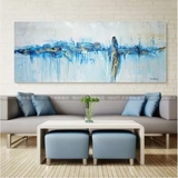 装饰画横版大幅沙发背景墙无框老板办公现代简约抽象油画客厅挂画