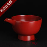 日本传统手工艺品 净法寺天然漆木胎漆器 5寸片口(红) 注水公道杯