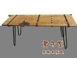 老榆木门板餐桌老门板茶桌简约现代铁艺实木老门板茶几厂家直销