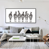 北欧创意简约客厅装饰画动物图案办公室壁画斑马卧室床头横幅挂画