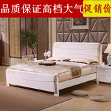 新款家具中式雕刻全实木床1.5米1.8米 2米床白色橡木双人床单人床