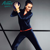 专柜正品 Aimer sports爱慕运动女士保暖家居服天鹅绒长袖套装