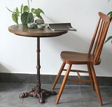 美式loft复古铁艺小圆桌 宜家茶几实木圆形沙发边几角几咖啡厅桌