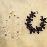 韩国原宿 超美复古蕾丝珍珠编织花朵夸张甜美项圈女短款锁骨项链