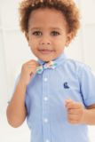 英国NEXT正品代购 男童男宝蓝色英伦风帅气条纹衬衫上衣+领结套装