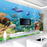 大型海洋无缝壁画 游乐场儿童房幼儿园海底世界影视背景墙纸海豚
