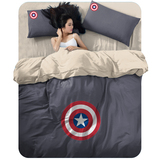 美国队长四件套卡通磨毛3D床单床上单人床三件套个性被套男孩床品