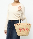casselini日本代购夏季刺绣草编包度假沙滩包编织包包单肩女包