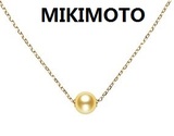 日本代购 MIKIMOTO/御木本7.5mm18K黄金金色珍珠吊坠项链/锁骨链
