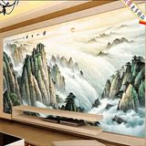 中式山水风景壁纸水墨国画 大型壁画酒店大堂客厅电视背景墙墙纸