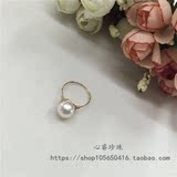 手工编织包金天然淡水珍珠戒指 怪色正圆珍珠 母亲节送妈妈婆婆