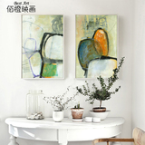 现代简约客厅装饰画有框画抽象画两联竖幅 玄关沙发挂画酒店壁画