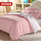 全棉纯棉公主粉红色床单被套四件套女孩床上用品一米二 1.5米蓝色