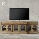 RH 美式实木电视柜 欧式简约地厅柜 法式做旧仿古电视柜 可定制