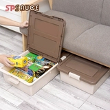 SP SAUCE塑料有盖床底收纳箱床下衣物整理箱玩具百纳储物箱带滑轮