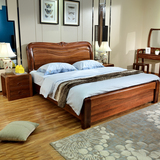 实木床1.8 黑胡桃木床高箱储物床现代中式1.5米双人床婚床小户型