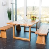 现代简约 实木会议桌 长方型办公桌小户型家用榆木餐桌椅组合饭桌