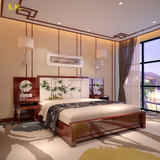 商务酒店油漆实木大床房全套家具 客栈公寓1.8米靠板床架厂家直销