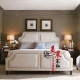 现代布床简约布艺床1.8米1.5米双人床实木床 婚床美式简约床包邮
