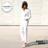 A034春夏季2016韩版修身女士西装套装欧美明星款白色西服女装新品
