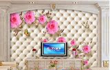 玫瑰花墙纸壁画电视背景墙壁纸客厅大型壁画3D立体玫瑰影视墙布
