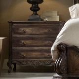 美式乡村床头柜复古做旧床边柜法式新古典实木雕花抽屉式储物柜
