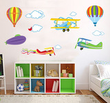 可移除卡通墙贴儿童房间 男孩卧室 幼儿园教室贴画 热气球 飞机