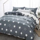家纺简约全棉四件套黑白星星纯棉1.5米1.8m床单款床上用品包邮