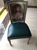 震撼低价供豪华梯背实木餐椅 复古做旧拉丝美式椅子 咖啡餐厅椅，