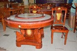 欧式大理石餐桌椅 实木大理石圆餐桌饭桌餐厅圆桌子1.3M1.5M圆桌