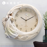福雕家饰欧式立体浮雕艺术钟表挂钟客厅时尚创意卧室壁钟静音时钟