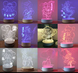 精品LED台灯创意3D立体小夜灯亚克力卡通儿童学习灯生日礼物包邮