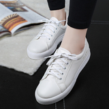 韩版秋季款小白鞋系带女鞋白色平底板鞋厚底休闲运动鞋学院风学生