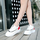 白色小白鞋女系带韩版旅游鞋镜面圆头运动风休闲鞋单鞋平底学生鞋