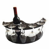 葡萄酒展示倒挂红酒杯架摆件欧式木制红酒架水晶高脚杯架