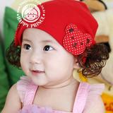 韩国生产正品代购秋冬韩版女宝宝公主新生儿童假发可爱护耳胎帽子