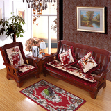 加厚三人红木实木垫子连体组合沙发坐垫毛绒座垫躺椅垫靠垫可拆洗