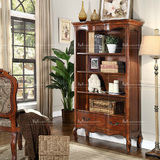 美式实木书柜 欧式自由组合书房 卧室现代简约复古图书馆书柜