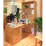 柏木转角书桌书架组合 全实木电脑桌 儿童家具书台书柜厨 A831