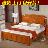 全实木橡木床中式实木床简约现代高箱储物双人床1.51.8米特价床