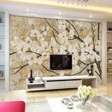 大型壁画墙纸 桃花油画花卉电视背景墙 手绘欧式无缝客厅壁纸墙布