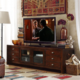 红橡木电视柜美式乡村客厅柜钢化玻璃复古做旧实木电视柜组合简约