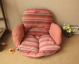 日本原单秋冬新款加厚绒面条纹地板椅垫可爱小熊毛绒坐垫坐弹靠垫