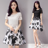 2016韩版春夏季女装加小码150cm显高s矮个子娇小高腰甜美连衣裙