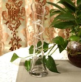 透明时尚缠丝斜口花瓶单只玫瑰花插流沙瓶工艺摆件玻璃花瓶