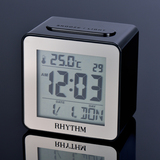 日本丽声钟表闹钟 卧室带日历的多功能电子钟 温度夜灯桌面床头钟